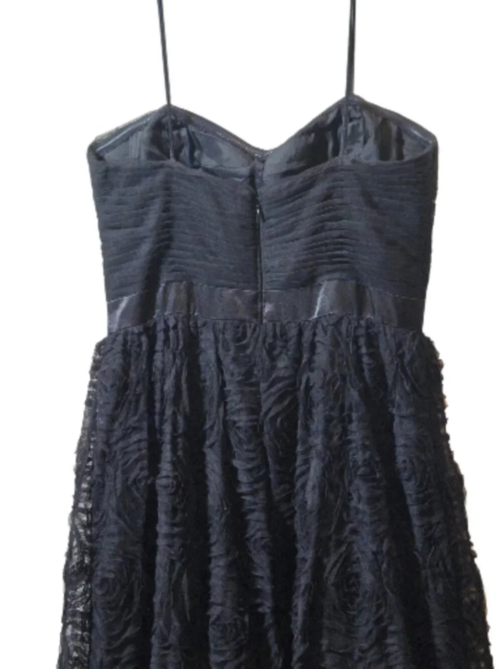 Adrianna Papell Black Rosette Strapless Ball Gown Formal Dress 8